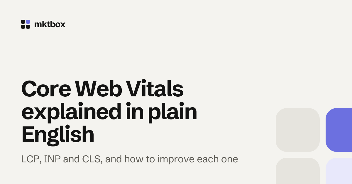 Cover image with the title "Core Web Vitals explained in plain English" and the mktbox logo