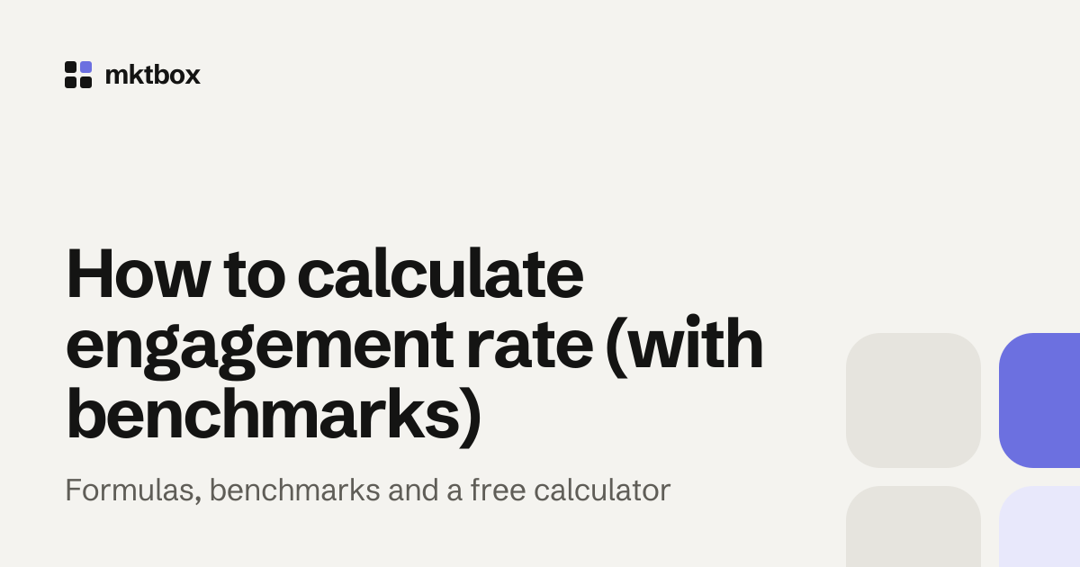 Cover image with the title "How to calculate engagement rate (with benchmarks)" and the mktbox logo