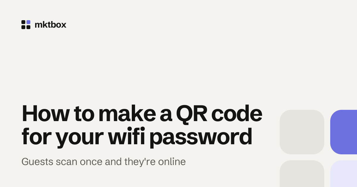 Cover image with the title "How to make a QR code for your wifi password" and the mktbox logo